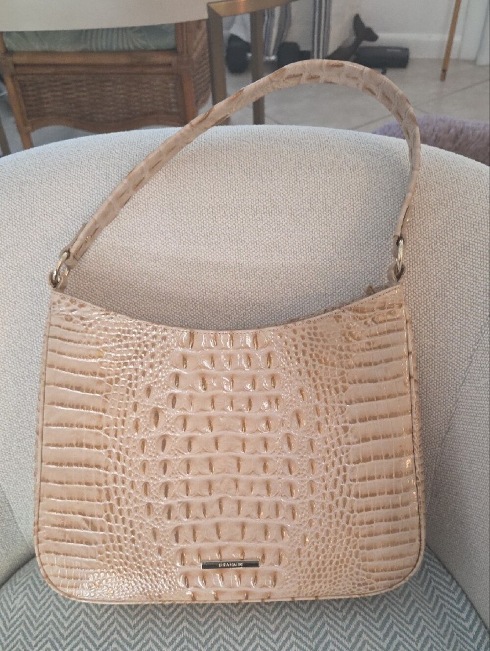 Brahmin Cream Croc-Embossed Shoulder Bag - Picture 5 of 7